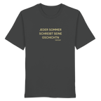 Jeder Sommer schreibt seine Gschichtn - gelbe Variante - Frontprint - T-Shirt