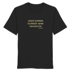 Jeder Sommer schreibt seine Gschichtn - gelbe Variante - Frontprint - T-Shirt