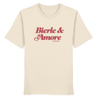 Cremefarbenes Unisex T-Shirt mit rotem „Bierle & Amore“-Frontprint – bayerische Streetwear von Grantler Gwand im modernen, minimalistischen Look.