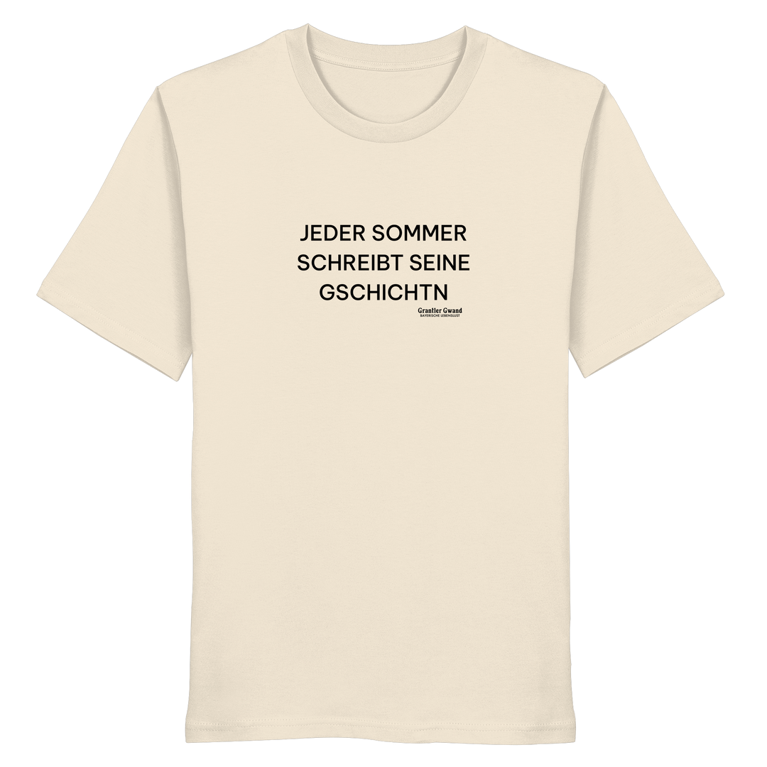 „Beiges Unisex Shirt mit schwarzem Frontprint &