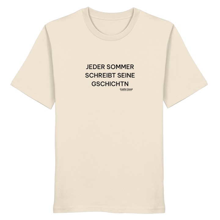 „Beiges Unisex Shirt mit schwarzem Frontprint &
