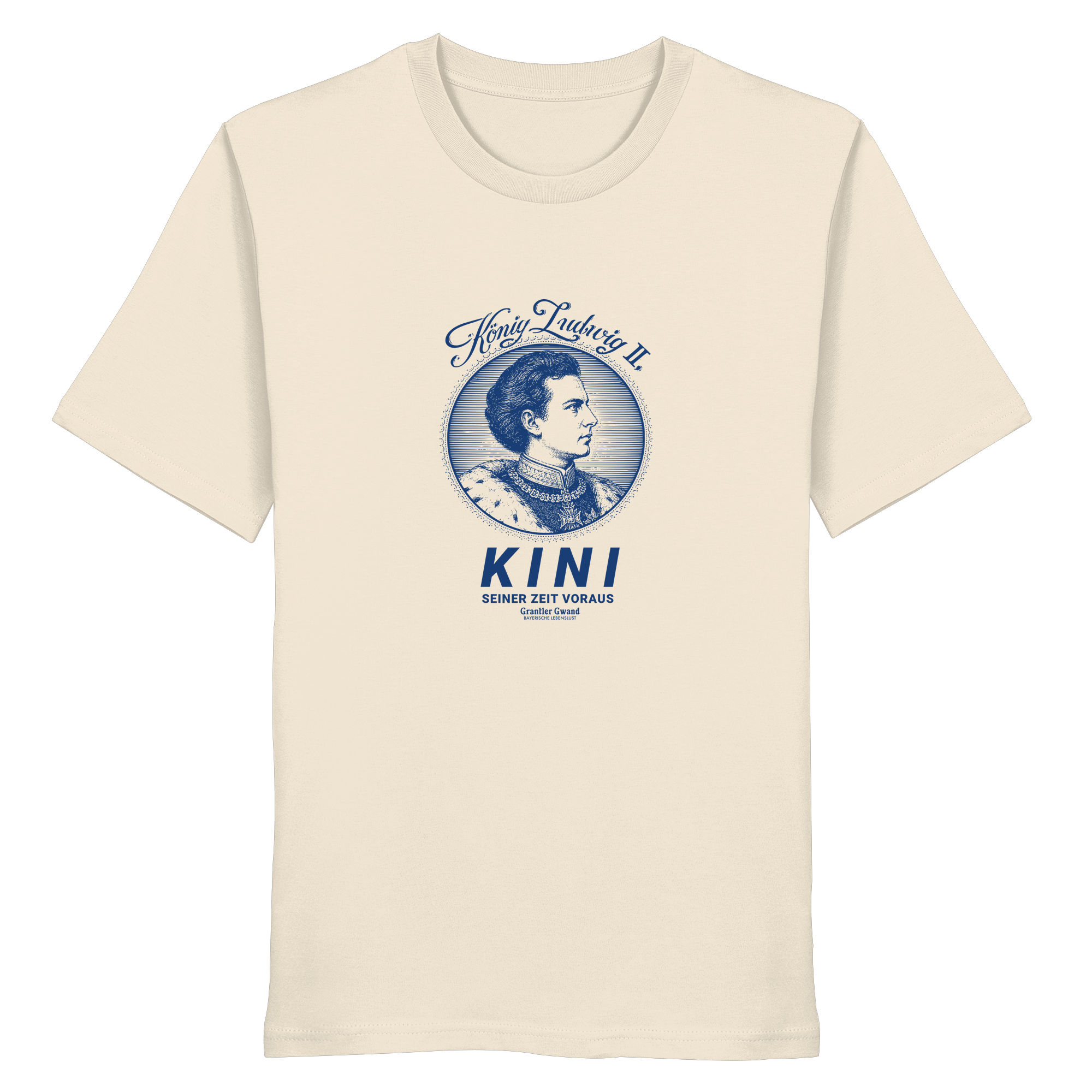 Kini seiner Zeit voraus - blaue Variante - Frontprint - T-Shirt
