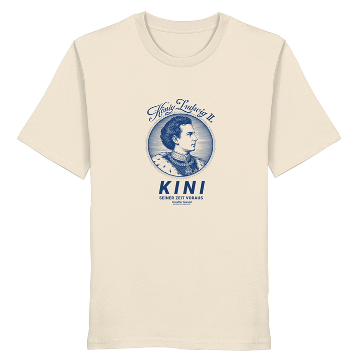„Beiges Unisex T- Shirt mit blauem Frontprint &