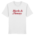 Weißes Unisex T-Shirt mit rotem „Bierle & Amore“-Frontprint – bayerische Streetwear von Grantler Gwand im modernen, minimalistischen Look.