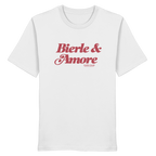 Weißes Unisex T-Shirt mit rotem „Bierle & Amore“-Frontprint – bayerische Streetwear von Grantler Gwand im modernen, minimalistischen Look.