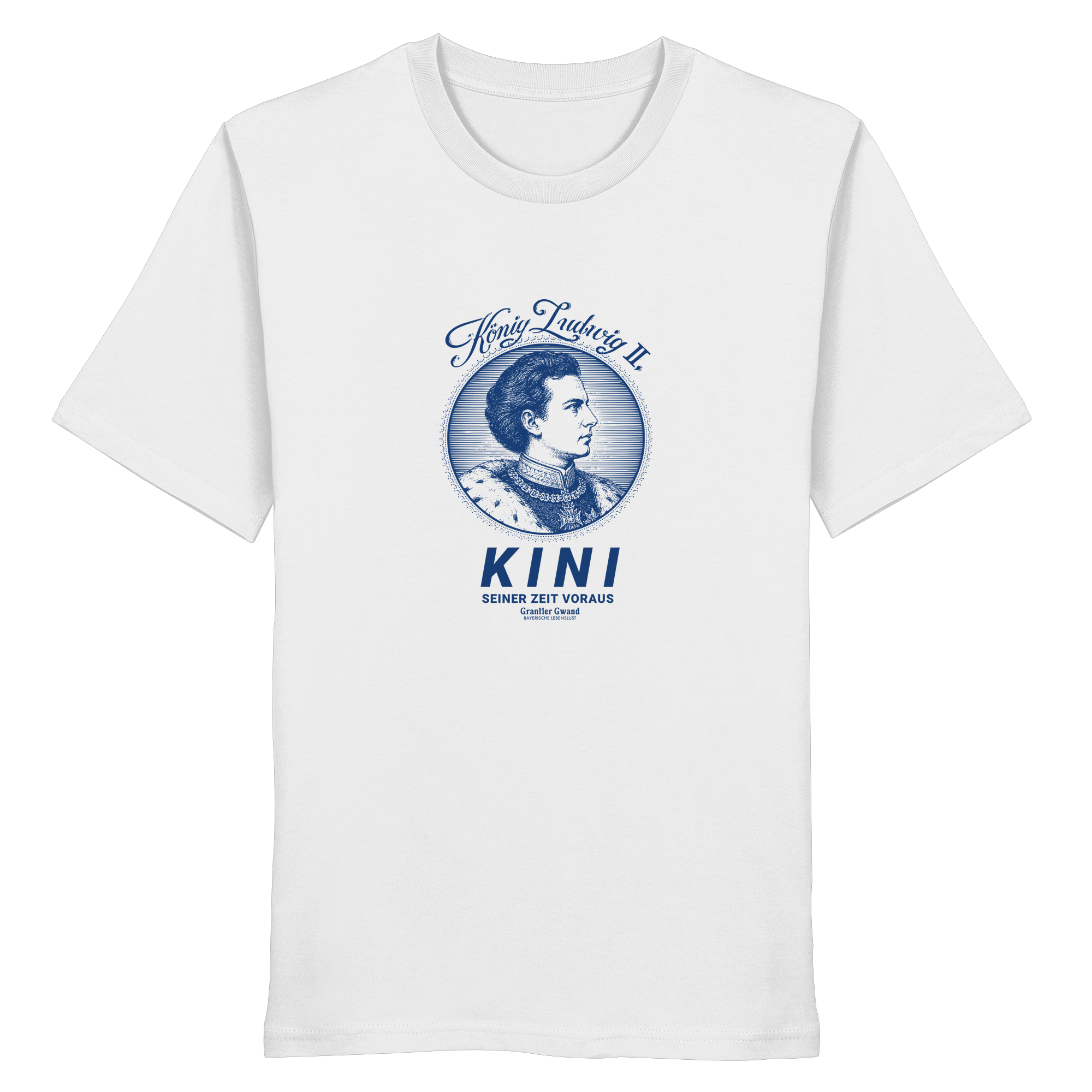 Kini seiner Zeit voraus - blaue Variante - Frontprint - T-Shirt